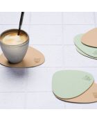 6 Sous-verres curves réversibles rose/vert -  13x11x0.18 cm