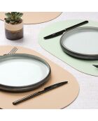 6 Sets de table ovales réversibles rose/vert -  44.5x30x0.18 cm