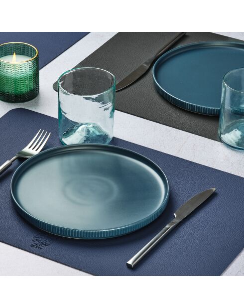 6 Sets de table rectangulaires réversibles bleu/gris -  44.5x30x0.18 cm