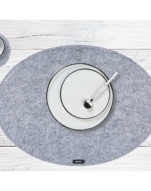 6 Sets de table ovales gris -  45x33x0.3 cm