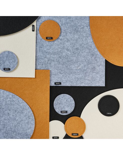6 Sets de table ovales gris -  45x33x0.3 cm