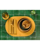 6 Sets de table ovales réversibles jaune moutarde/vert sapin -  44.5x30x0.18 cm