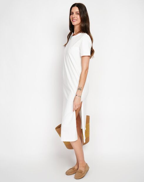 Robe en Lin mélangé Rose blanc casse