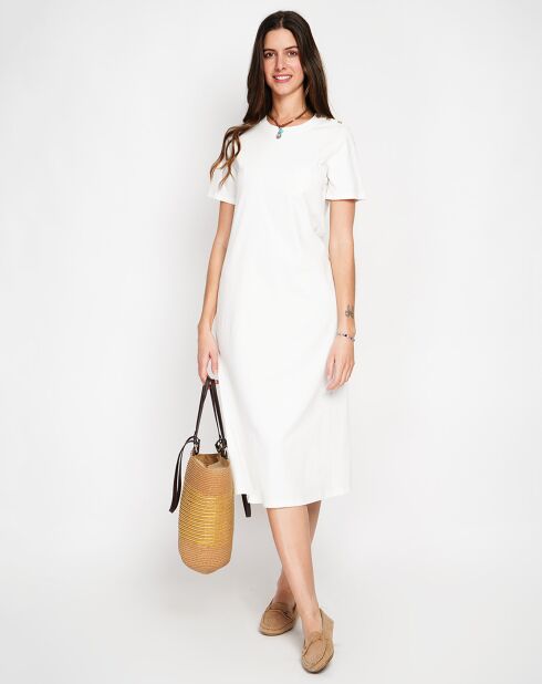 Robe en Lin mélangé Rose blanc casse