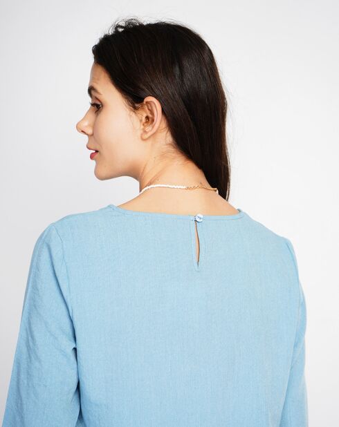 Ensemble Top & Pantalon en Lin mélangé azur