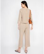 Ensemble Top & Pantalon en Lin mélangé camel