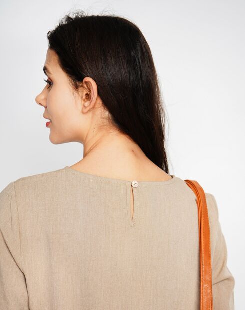 Ensemble Top & Pantalon en Lin mélangé camel