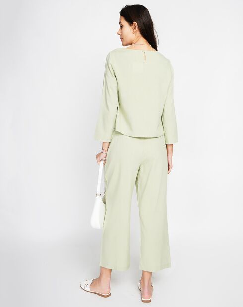 Ensemble Top & Pantalon en Lin mélangé jade