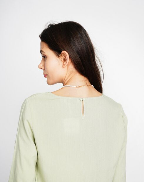 Ensemble Top & Pantalon en Lin mélangé jade