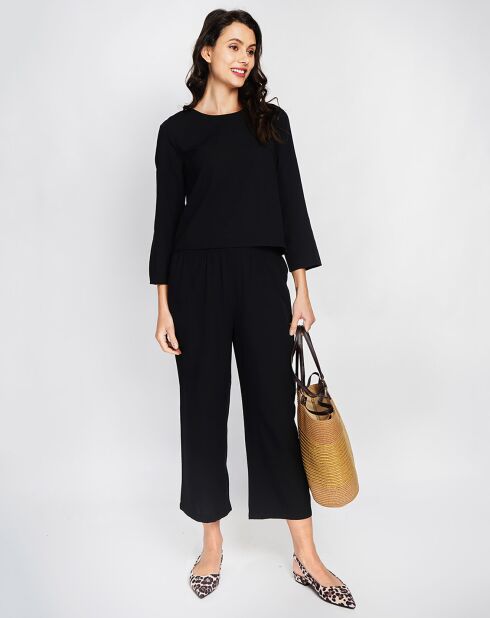 Ensemble Top & Pantalon en Lin mélangé noir