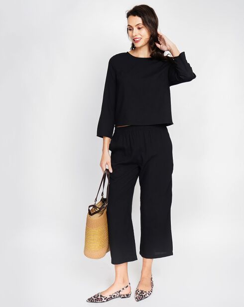 Ensemble Top & Pantalon en Lin mélangé noir