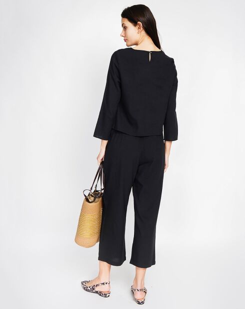 Ensemble Top & Pantalon en Lin mélangé noir