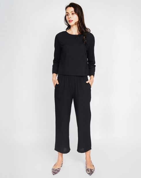 Ensemble Top & Pantalon en Lin mélangé noir