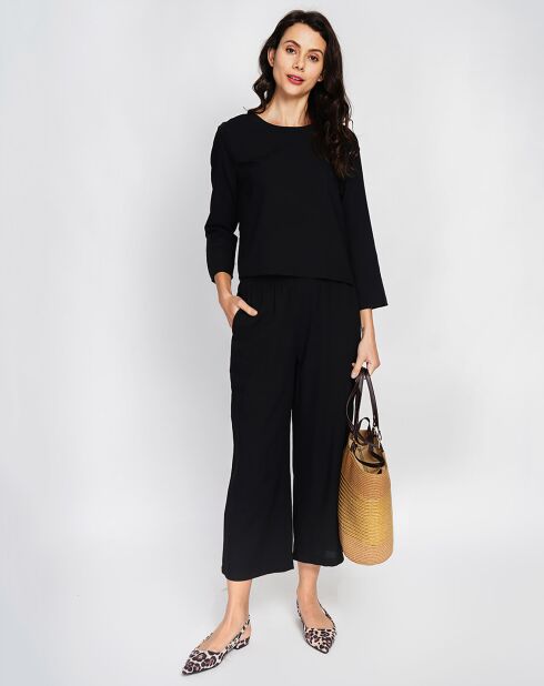 Ensemble Top & Pantalon en Lin mélangé noir