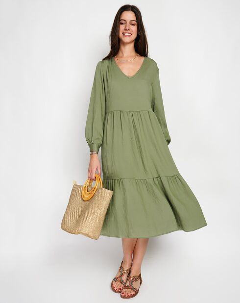 Robe en Lin mélangé Juliette kaki claire