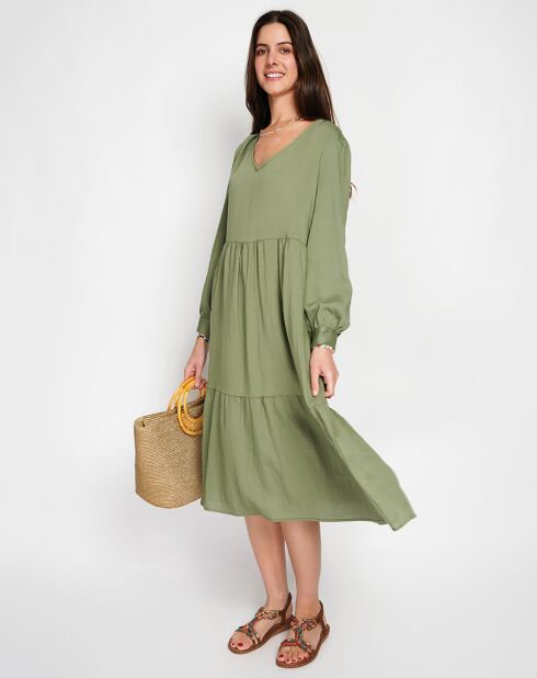 Robe en Lin mélangé Juliette kaki claire