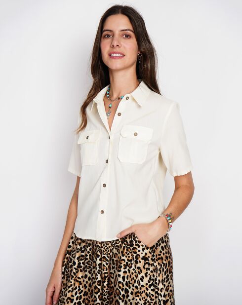 Chemise en Lin mélangé Maéva blanc cassé