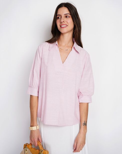 Top en Lin mélangé Justine rose poudre