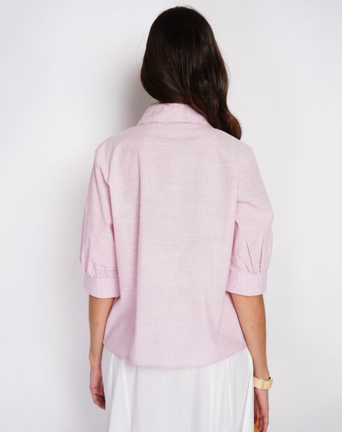 Top en Lin mélangé Justine rose poudre