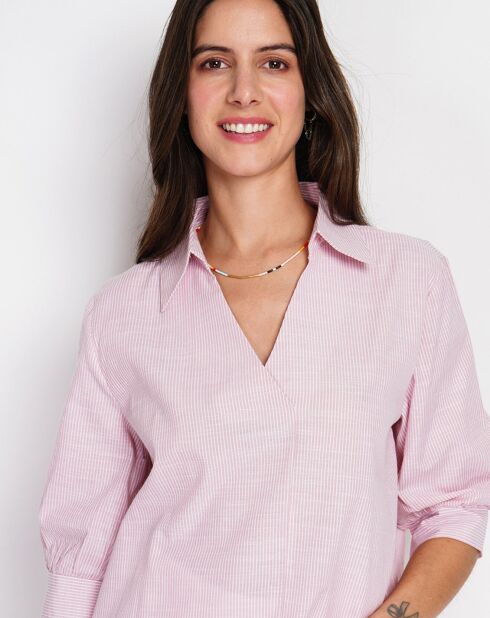 Top en Lin mélangé Justine rose poudre