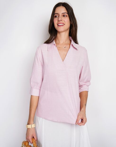 Top en Lin mélangé Justine rose poudre