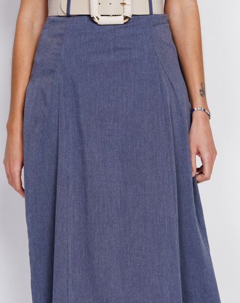 Ophélie blauer Jeansrock aus Leinenmischung