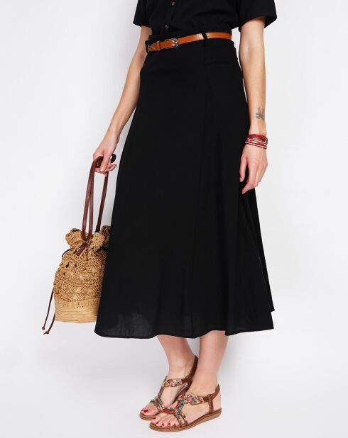 Jupe en Lin mélangé Ophélie noire