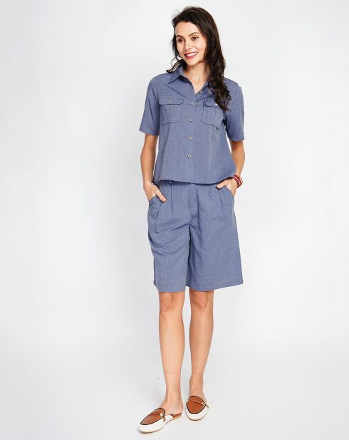 Bermuda en Lin mélangé Salomé bleu jeans