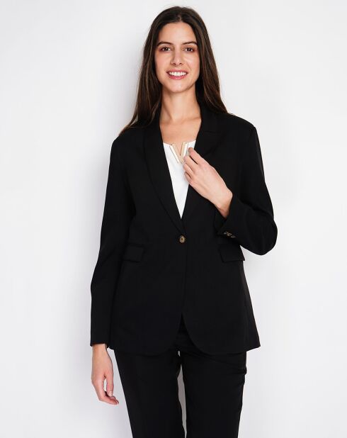 Jeanne schwarze Jacke aus Leinenmischung