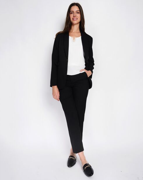 Jeanne schwarze Jacke aus Leinenmischung