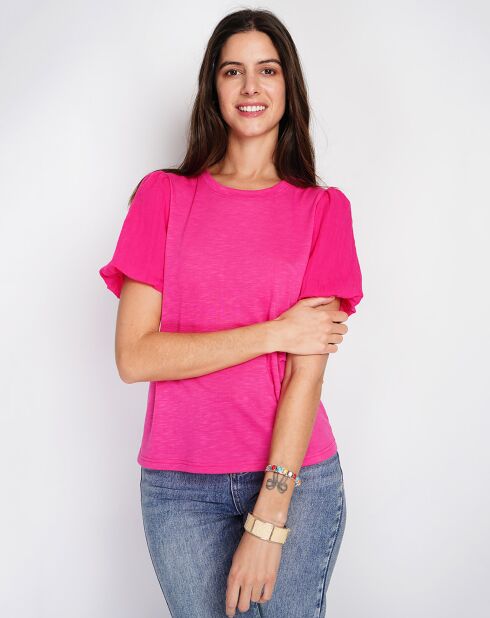 T-Shirt en Lin mélangé Océane fushia