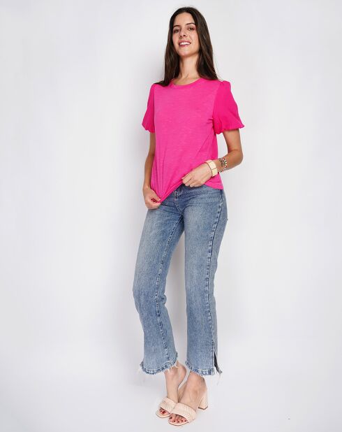 T-Shirt en Lin mélangé Océane fushia