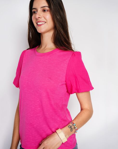 T-Shirt en Lin mélangé Océane fushia