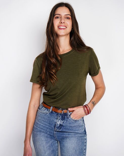 T-Shirt en Lin mélangé Anouk kaki claire