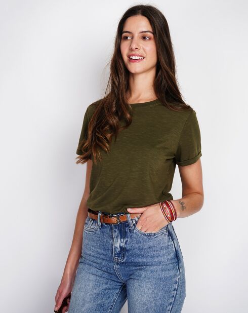 T-Shirt en Lin mélangé Anouk kaki claire