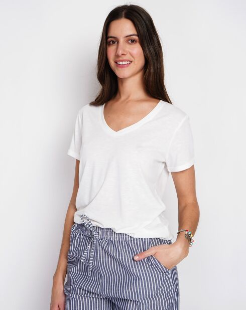 Wit T-shirt van een linnenmix van Cléo