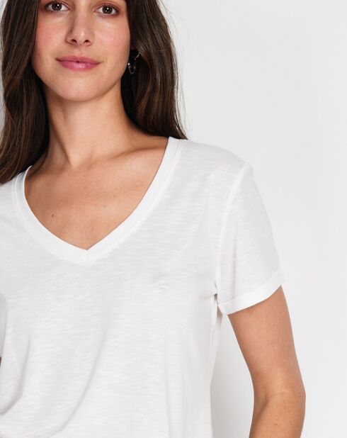 Wit T-shirt van een linnenmix van Cléo