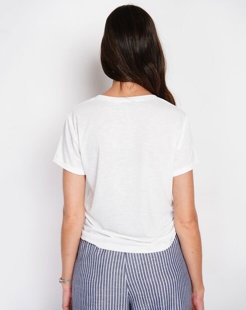 Wit T-shirt van een linnenmix van Cléo