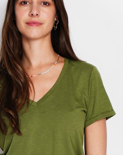 T-Shirt en Lin mélangé Cléo kaki claire
