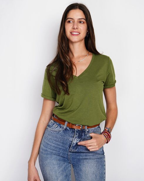 T-Shirt en Lin mélangé Cléo kaki claire