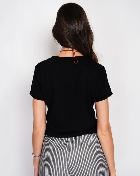 Zwart T-shirt van linnenmix Cléo