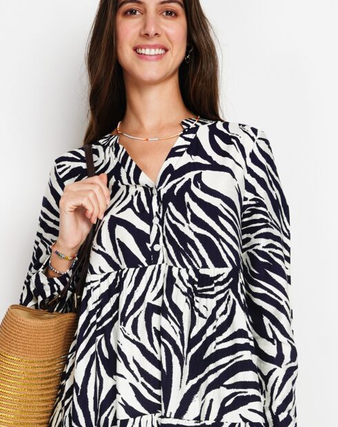 Robe en Lin mélangé Carmen marine