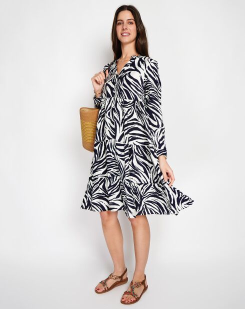 Robe en Lin mélangé Carmen marine