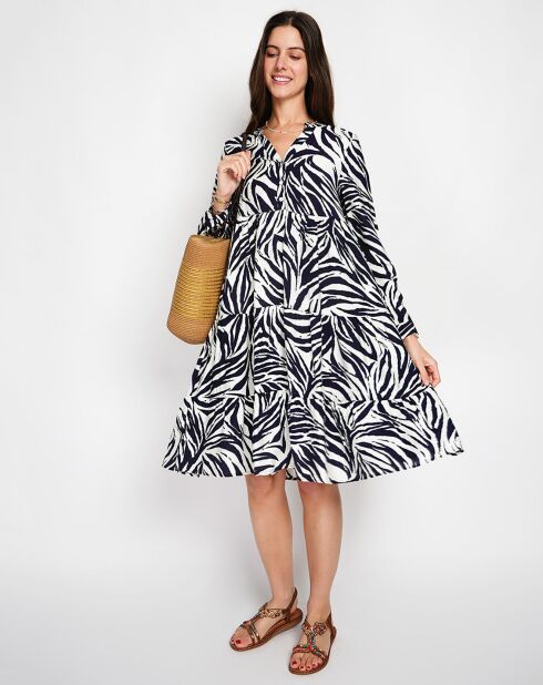 Robe en Lin mélangé Carmen marine