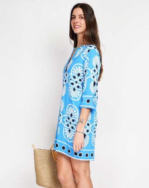 Robe en Lin mélangé Charlotte azur