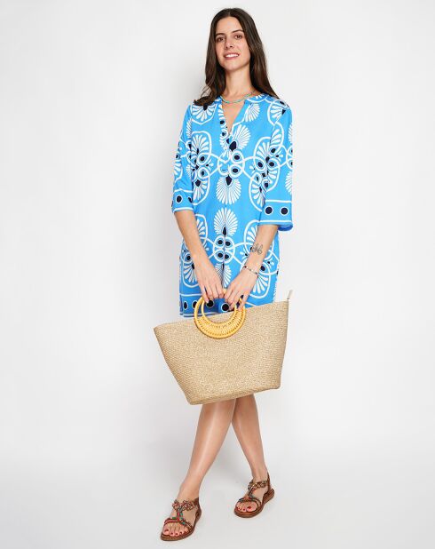 Robe en Lin mélangé Charlotte azur