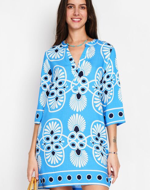 Robe en Lin mélangé Charlotte azur