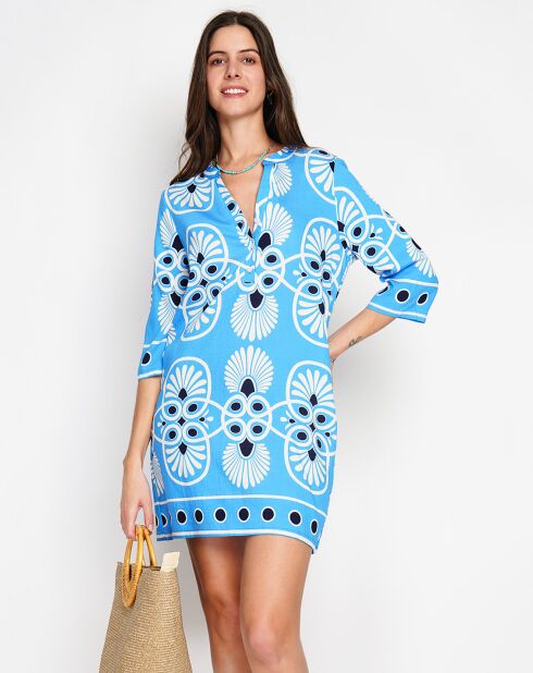 Robe en Lin mélangé Charlotte azur