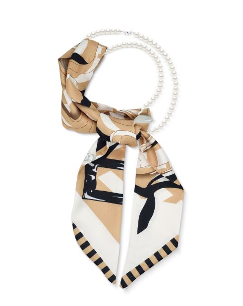 Collier en Perle et Foulard chocolat