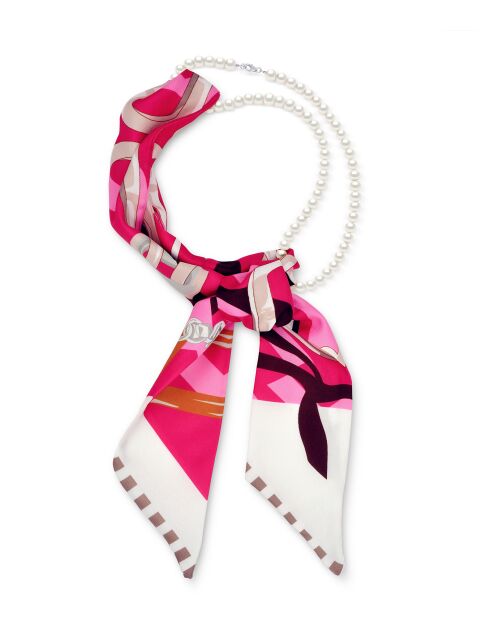 Collier en Perle et Foulard rose